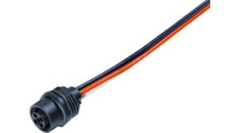 09 0632 300 04, M12 Panel Mount Socket, 4P, T-Coded, M16R, Wires, Binder