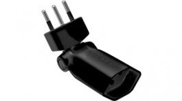 128963, Foldable plug-in socket clip-clap, Type J (T13), Black, Max Hauri