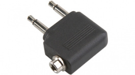 BHP061, Airplane adapter 2x jack plug, mono male 3.5 mm&nbsp;&nbsp;1x jack coupling, stereo, Bandridge