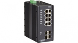 LIE1014A, Industrial Gigabit Ethernet PoE Switch 8x 10/100/1000 RJ45 / 4x 100/1000 SFP, Black Box