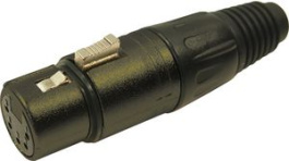 FC6166, Вилка; XLR; "мама"; PIN:5; прямой; на провод; пайка; черный; металл, Cliff