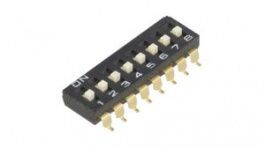 A6S-8104-H, Переключатель: DIP-SWITCH; Кол-во секций:8; ON-OFF; 0,025A/24ВDC, Omron