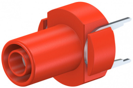 XELA-4 RED, PCB Safety socket diam. 4 mm Red CAT III, Staubli (former Multi-Contact )