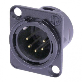 NC5MD-L-B-1, XLR Panel-mount male receptacle 5 Poles DL Soldering Connection Black, Neutrik