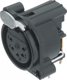 NC5FBH-B, XLR Panel-mount female receptacle, 5 Poles B Horizontal/PCB Mounting Black, Neutrik