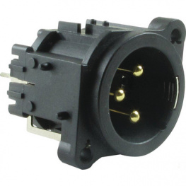AC3MAV4-AU-B, XLR, Receptacle 3 AC PCB Black, Amphenol