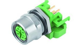 99 3732 200 04, M12 PCB Mount Socket, Straight, D-Coded, 4 Pole, Binder