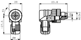 RSCW 4/7, Кабельный соединитель, M12, 4-штырьковый Число полюсов 4, Lumberg Automation (Belden brand)