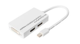 AK-340509-002-W, Adapter, Mini DisplayPort Plug - DisplayPort Socket/HDMI Socket/DVI-D 24+1-Pin Socket, DIGITUS