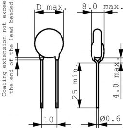 DE1E3KX152MN5A, Capacitor 1.5 nF 250 VAC SEV 400 VAC, Murata