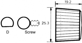 KNOB K12 6MM SCREW, Knob cover without line black 25.3 mm, Cliff