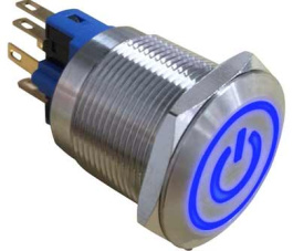 RND 210-00413, Антивандальный кнопочный переключатель, синий 22 мм, IP65, RND Components