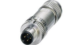 1424666, M12 Straight Cable Plug, 4 Poles, A-Coded, Push-In, Phoenix Contact