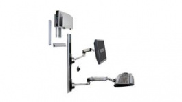 45-247-026, Wall Mount Workstation with Keyboard Arm, Medium CPU Bracket, Adjustable, 446mm x 864mm, 11.3kg, Ergotron
