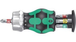 05008883001, Ratcheting Stubby Bit Holding Screwdriver with Magazine, Phillips/Torx/Slotted, 6pcs, Wera Tools