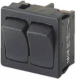 1806.1102, ROCKER; SPST-NO x2; Положения:2; OFF-ON; 10A/250ВAC; черный; IP40, Marquardt