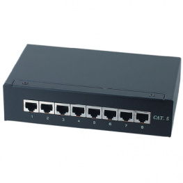 SM-8-FSKR-BK, Patch panel wall mounting black 8x RJ45 Cat.5e, Maxxtro
