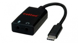 12.03.3209, Audio + Microphone Converter, Straight, USB-C Plug / 2x 3.5 mm Socket, Roline