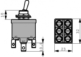 3547-02, Toggle Switch, (On)-Off-(On), Blade Terminal 6.3 x 0.8 mm, APEM