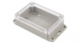 RP1125BFC, Flanged Enclosure with Clear Lid 125x85x40mm Light Grey ABS/Polycarbonate IP65, Hammond
