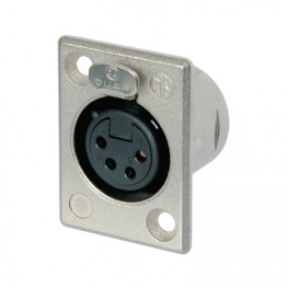 NC4FP-1, XLR Panel-mount female receptacle 4 Poles P Soldering Connection Nickel - Plated, Neutrik