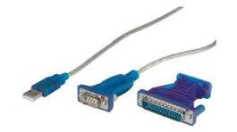 12.99.1160, Converter Cable USB A Plug - D-SUB 9-Pin Male/D-SUB 25-Pin Male 1.8m Blue / Grey, Value