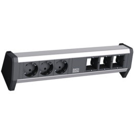 902.003, Desk Outlet with 4x Custom Module DESK 1 3x DE Type F (CEE 7/3) Socket/GST18i3 Socket - GST18i3 Plug, Bachmann