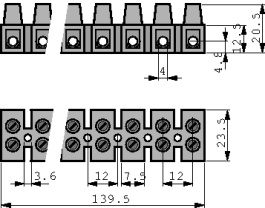1000/12 DS, Terminal strip 6 mm2, 12 poles natural, Adels Contact