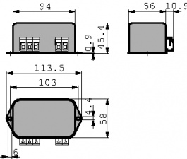 FN2415-16-29, Mains filter 16 A 250 VAC, Schaffner