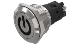 82-6152.1000.B002, Pushbutton Switch, 1CO, Momentary Function, Silver, EAO