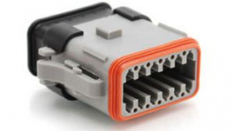 AT06-12SA-SRGRY, Crimp Housing, Receptacle, 2 Rows, 12 Poles ,Keying Option A, Grey, Amphenol