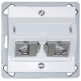 185761, Feller Edizio Due 2 x flush-fitted socket without frame, Datwyler Cables