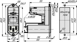 CD34.4101.151, Power inlet with filter 4 A 250 VAC, Schurter