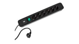 350.001, Outlet Strip PRIMO2 6x DE Type F (CEE 7/3) Socket - CEE 7/7 Plug Black 2m, Bachmann
