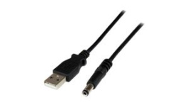 USB2TYPEN1M, USB Cable USB-A Plug - 5.5 x 2.5 mm Barrel Plug 1m USB 2.0 Black, StarTech.com