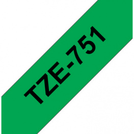 TZE-751, <br/>Ленты Brother для P-touch 24 mm черный на зеленом, Brother