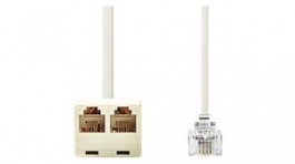 TCGP90820IV20, Telecom Extension Cable RJ11 Plug - 2x RJ11 Socket 2m Ivory, Nedis (HQ)