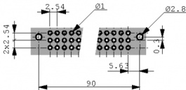 244297, Multipole socket C 32-p DIN 41612, Erni / TE