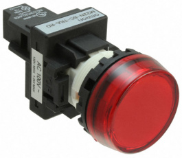 M22N-BG-TRA-RD, Светодиодный индикатор серии M22N, пластиковый полусферическийкрасный напряжение, Omron