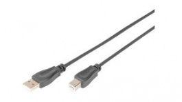 AK-300105-050-S, Cable USB-A Plug - USB-B Plug 5m Black, DIGITUS