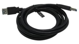 RND 765-00086, USB 3.0 A Plug to USB 3.0 A Socket Cable 1.8m Black, RND Connect