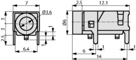 MX-387GL, Jack panel socket Black 3 Poles, Marushin Electric