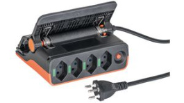 20 54 0413, Outlet Strip 4 Type J (T13) Black Type J (T12), Steffen