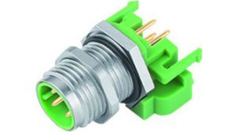 99 3731 200 04, M12 PCB Mount Plug, Straight, D-Coded, 4 Pole, Binder