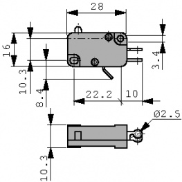 1005.1004, Micro switch 20 A Plunger Snap-action switch 1 change-over (CO), Marquardt