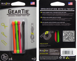 GEAR TIE 3-ASST. O,G,R,BL, Gear Tie 3" Assortment O,G,R,Blk, Nite Ize