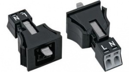 890-702, Socket Snap-in Version 2p, 0.25...1.5 mm2 Black, Wago