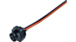 09 0632 321 04, M12 Panel Mount Socket, 4P, T-Coded, M16F, Wires, Binder