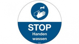 306901, Wash Your Hands, Floor Sign, Dutch, White on Blue, Polyester, Mandatory Action, , Brady