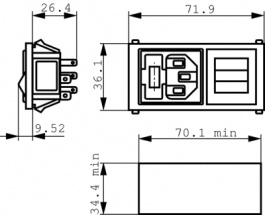 BZV01/Z0000/10, Разъем: питания AC; IEC 60320; гнездо; "папа"; Мат-л: полиамид, Bulgin